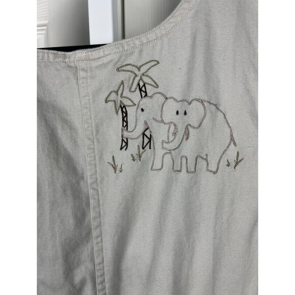 Christopher & Banks Women's Biege Jumper Dress Animal Embroidery Noahs Ark XL - Picture 5 of 7